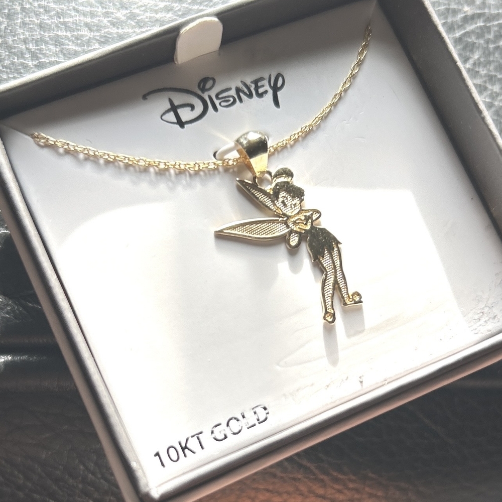 Disney 10K Gold Tinker Bell Pendant Necklace. NWOT!!!